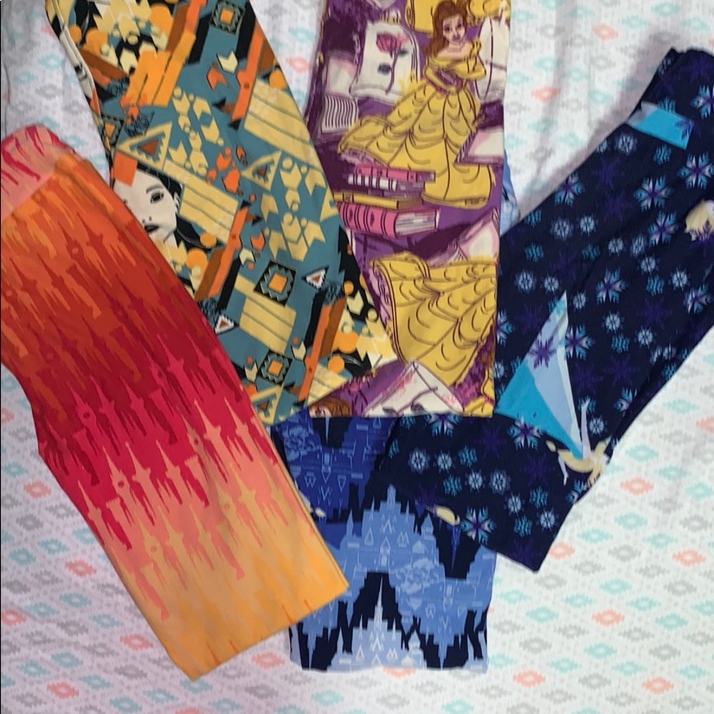 Lularoe Kids l/xl Disney Leggings 5 pairs total.